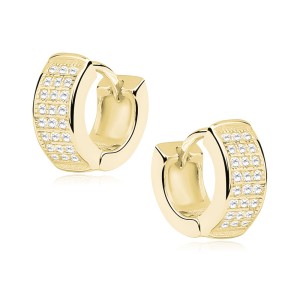 Cercei rotunzi argint placati cu aur galben Ø10 mm cu pietre DiAmanti Z0965DEG_W-DIA (Argint 925‰ 2,4 g.)
